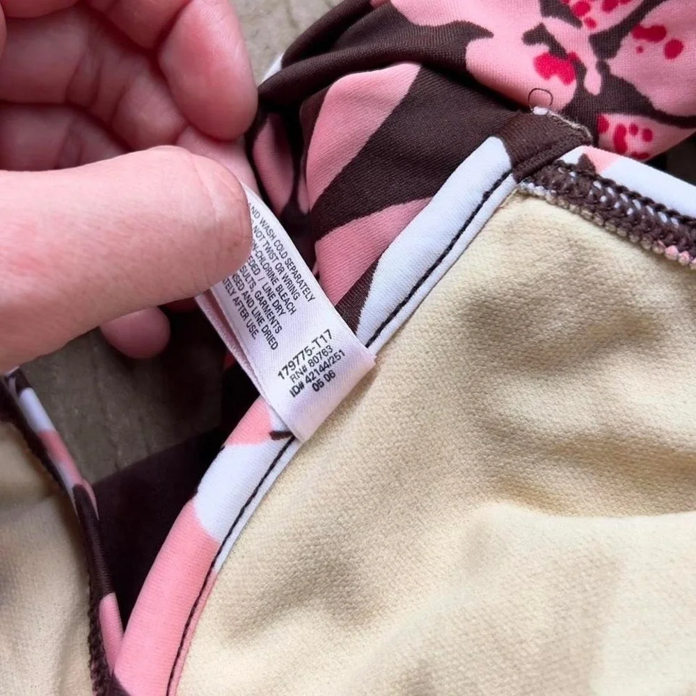 Vintage Y2K 2006 Victoria's Secret Brown & Pink Floral Bikini Set Swimsuit‎